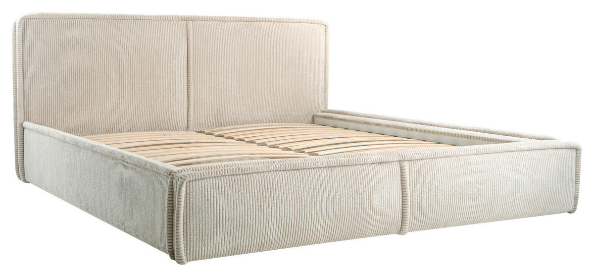 POLSTERBETT 160/200 cm,  in Beige, Lattenrost, Bettkasten,  - Beige/Schwarz, KONVENTIONELL, Holz/Kunststoff (160/200cm) - Chameo