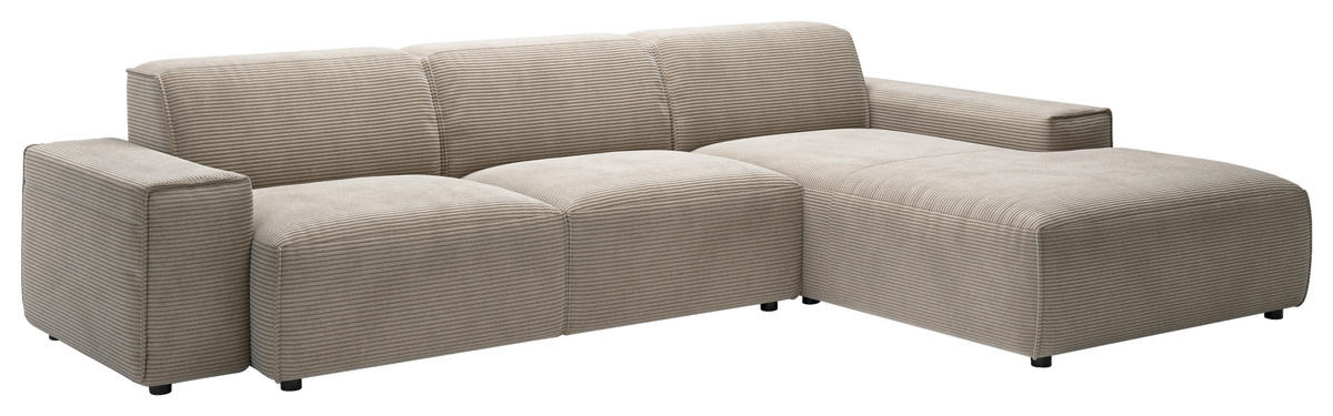 ECKSOFA in Cord Taupe  - Taupe/Schwarz, Design, Kunststoff/Textil (300/189cm) - Pure Home Lifestyle