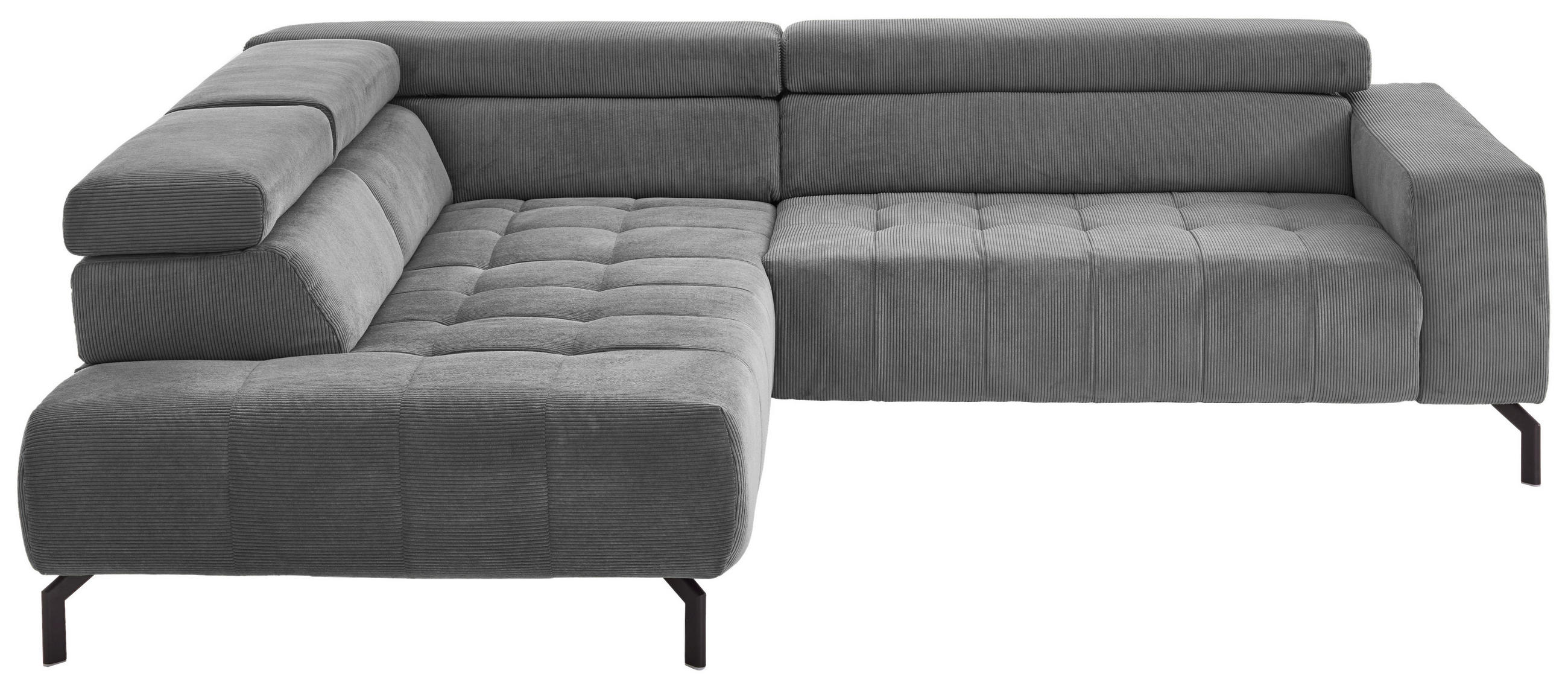 ECKSOFA Anthrazit Cord  - Anthrazit/Schwarz, Design, Textil/Metall (214/261cm) - Beldomo Style