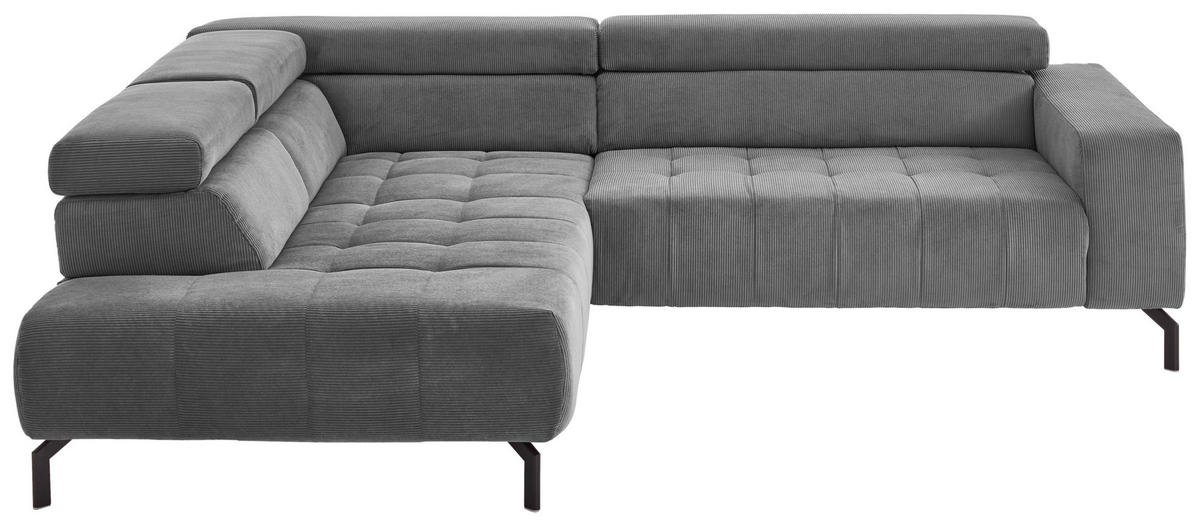 ECKSOFA Anthrazit Cord  - Anthrazit/Schwarz, Design, Textil/Metall (214/261cm) - Beldomo Style