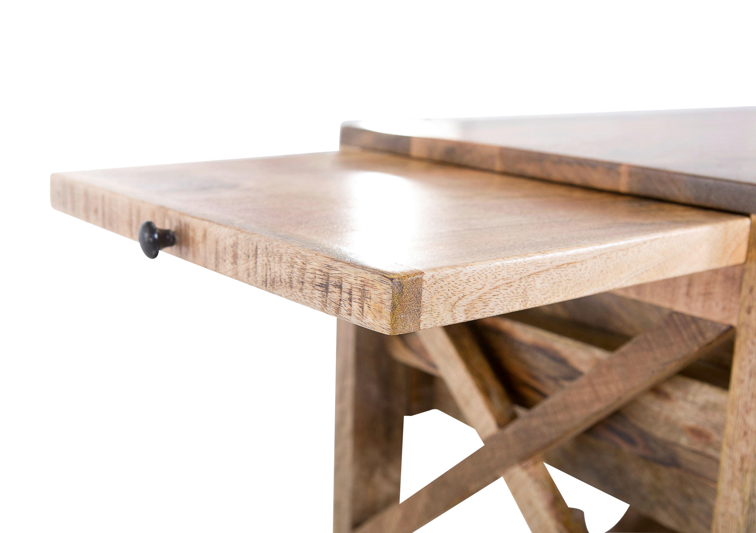 BARWAGEN in massiv Braun, Schwarz  - Schwarz/Braun, Design, Holz/Metall (97/85/43cm) - Carryhome