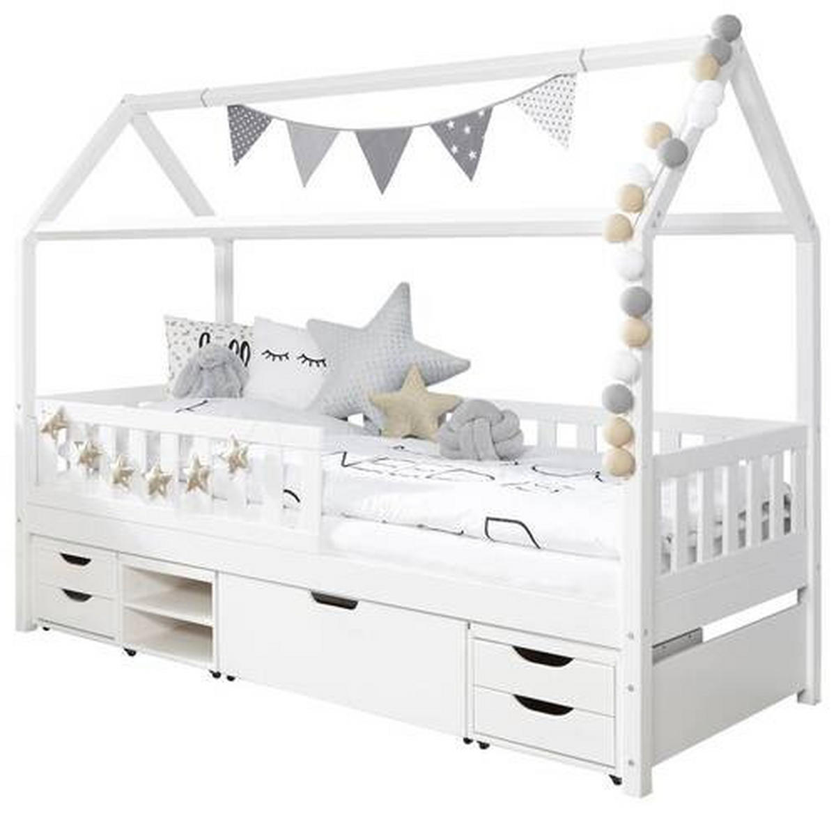 HAUSBETT 90/200 cm Weiss  - Weiss, Modern, Holz (90/200cm) - MID.YOU