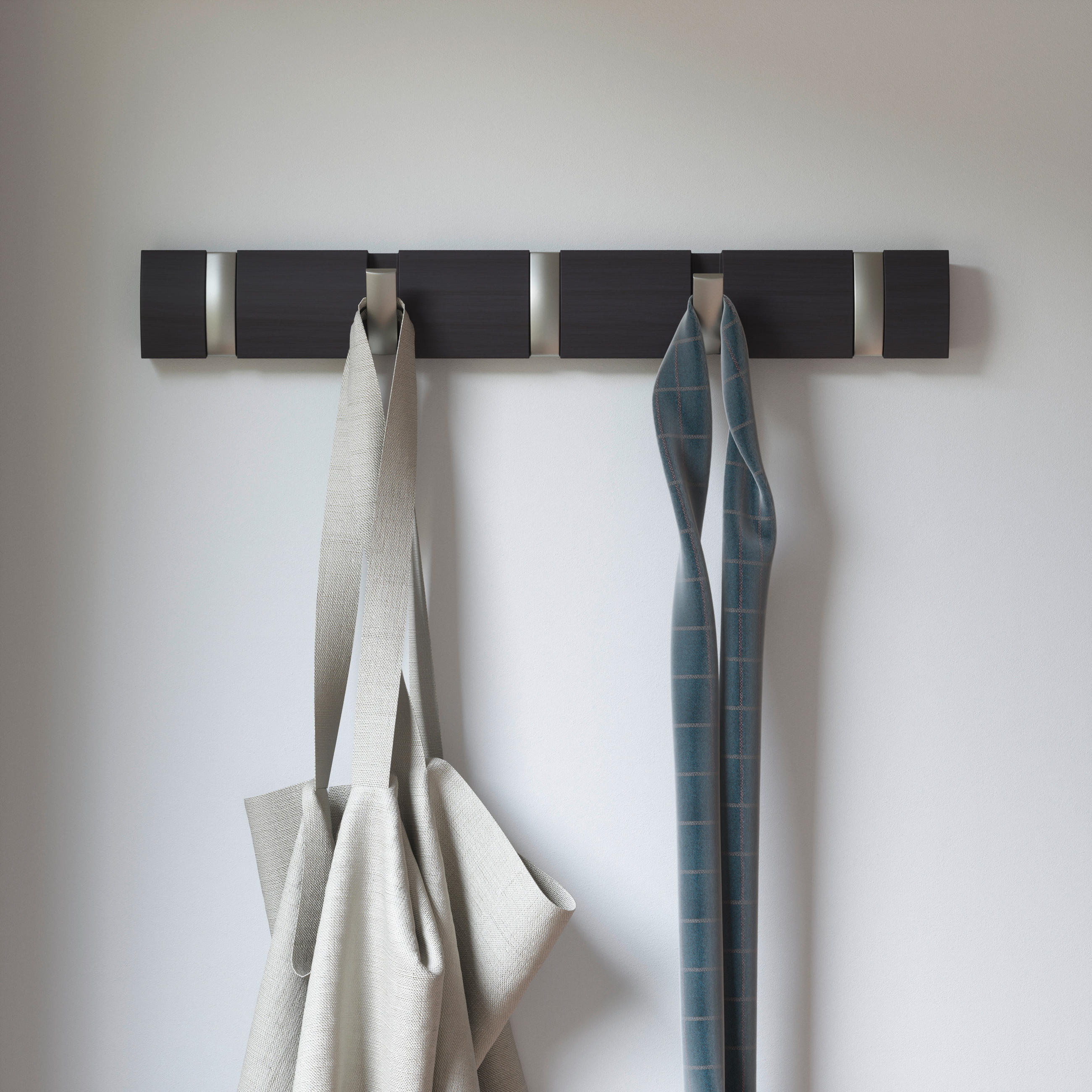 GARDEROBENLEISTE  in Pappel Anthrazit, Nickelfarben  - Anthrazit/Nickelfarben, Design, Holz (51/6/3cm) - Umbra