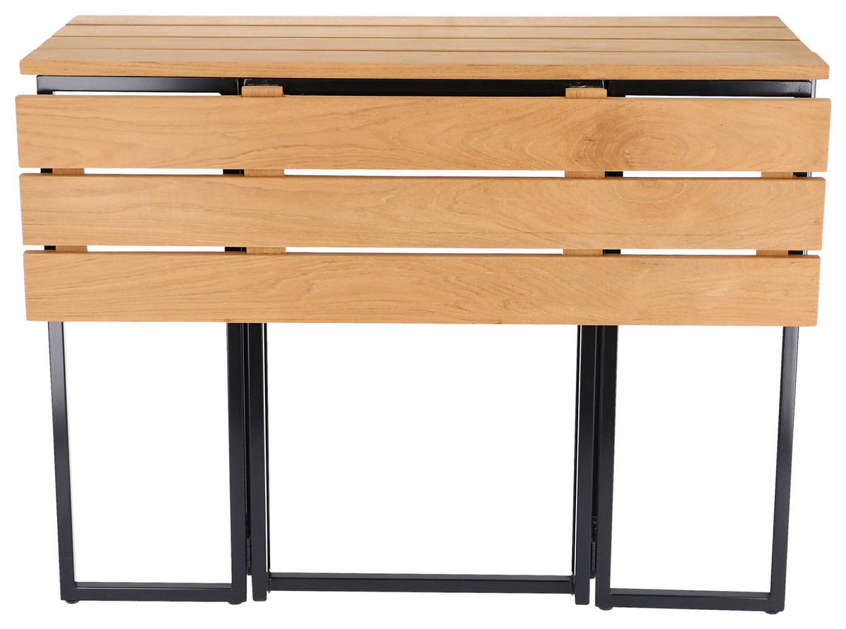 GARTENKLAPPTISCH 100/69/74 cm Holz rechteckig  - Schwarz/Teakfarben, KONVENTIONELL, Holz/Metall (100/69/74cm) - Jan Kurtz