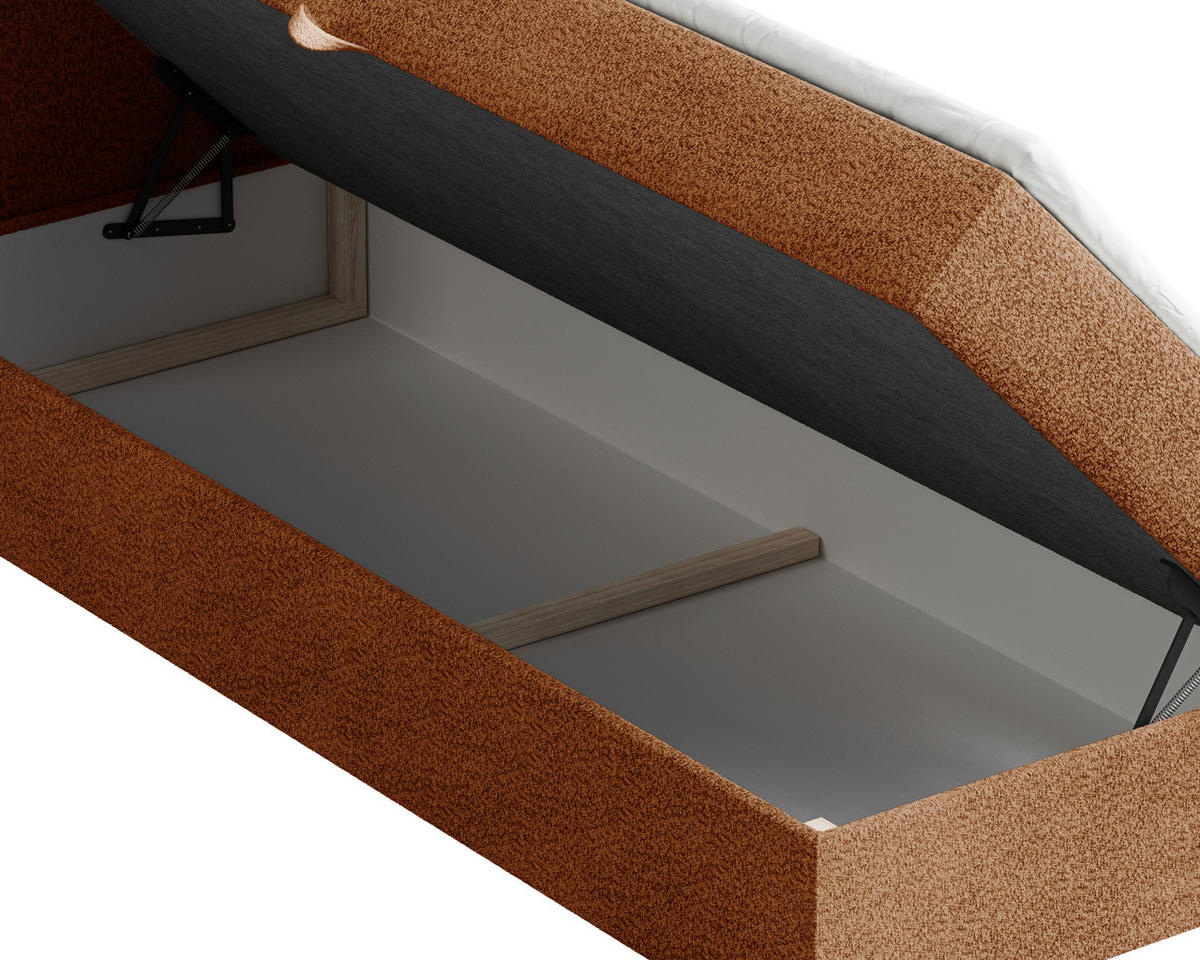 BOXBETT 140/200 cm,  in Terracotta, Bettkasten, Topper, H2 + H3 = mittel + fest  - Terracotta/Schwarz, MODERN, Holz/Kunststoff (140/200cm) - MID.YOU
