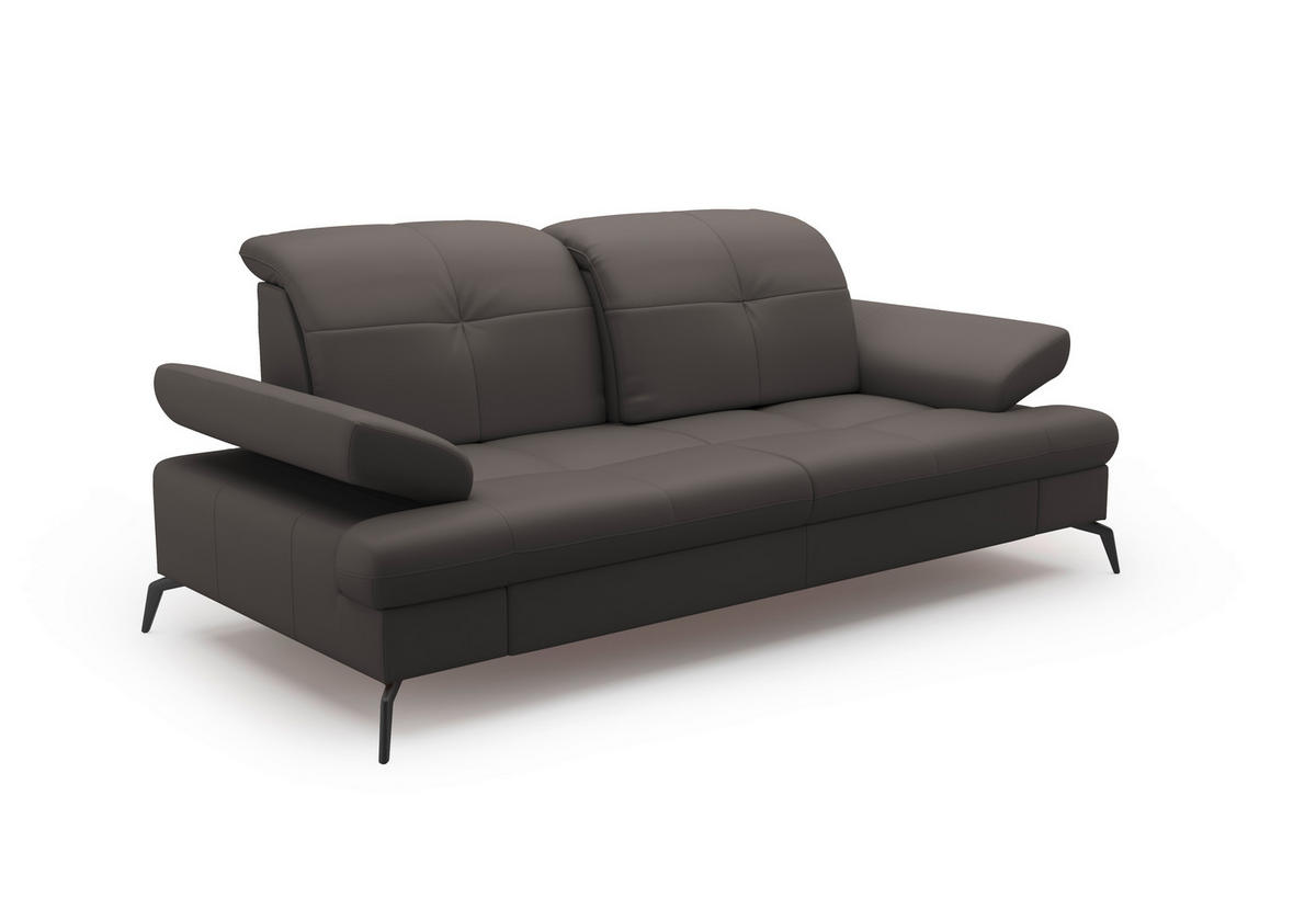 2,5-SITZER in Echtleder Mokka  - Schwarz/Mokka, Konventionell, Leder/Metall (202/90/122cm) - Sit & More
