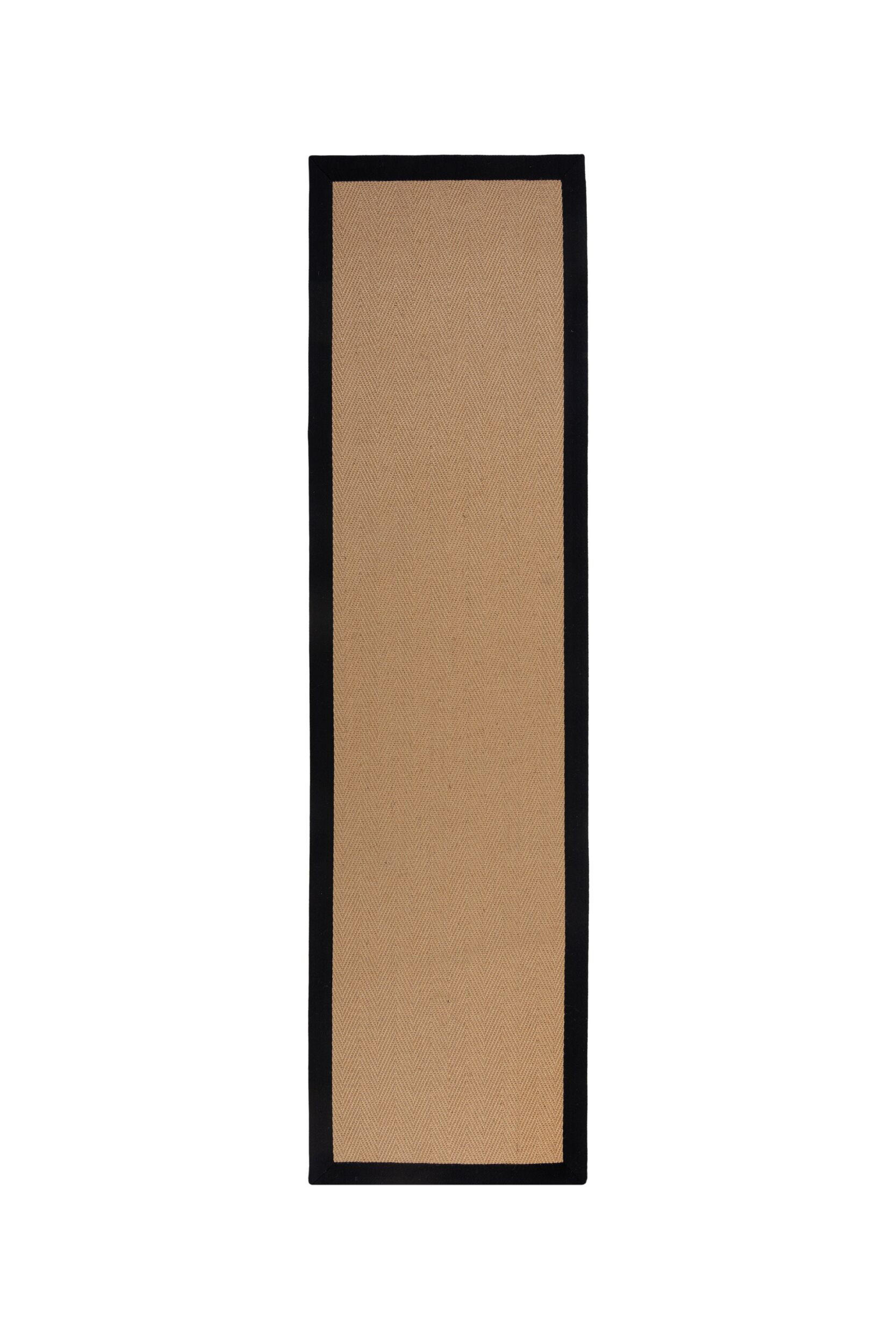 LÄUFER 60/230 cm Herringbone Border  - Schwarz, KONVENTIONELL, Naturmaterialien/Textil (60/230cm) - Xora