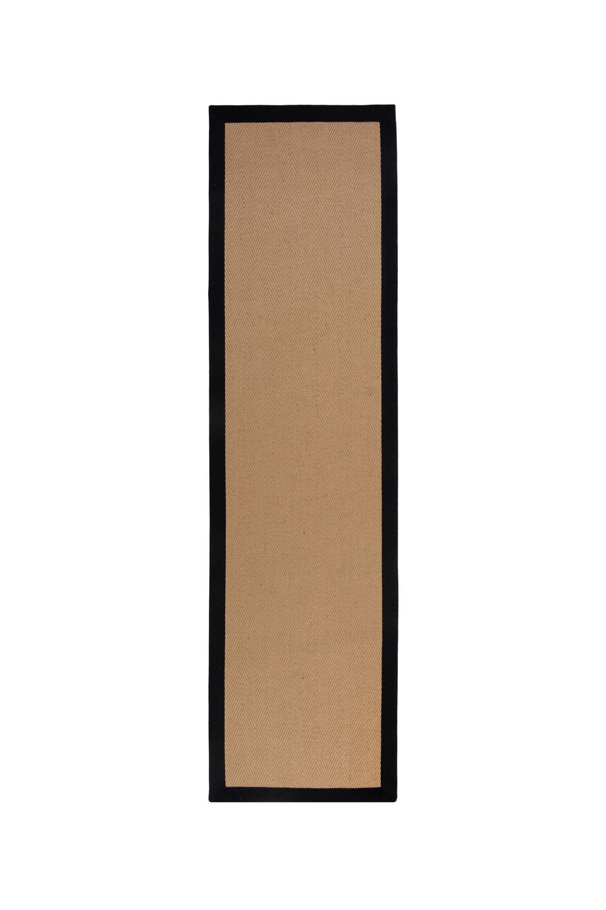 LÄUFER 60/230 cm Herringbone Border Schwarz  - Schwarz, KONVENTIONELL, Naturmaterialien/Textil (60/230cm)