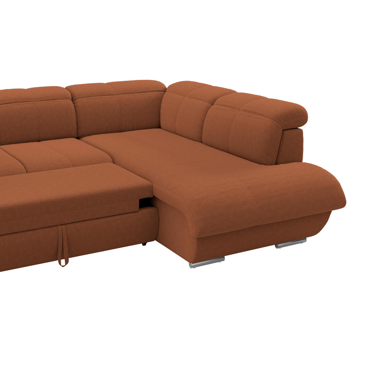 WOHNLANDSCHAFT MULTI Terracotta Chenille  - Chromfarben/Terracotta, MODERN, Textil/Metall (184/345/228cm) - Livetastic