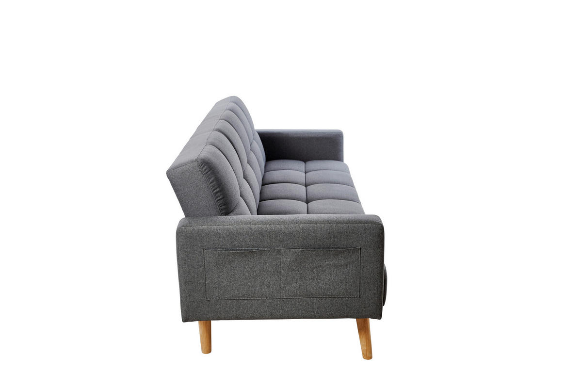 SCHLAFSOFA Webstoff Grau  - Eichefarben/Grau, MODERN, Holz/Textil (213/83/83cm) - Livetastic