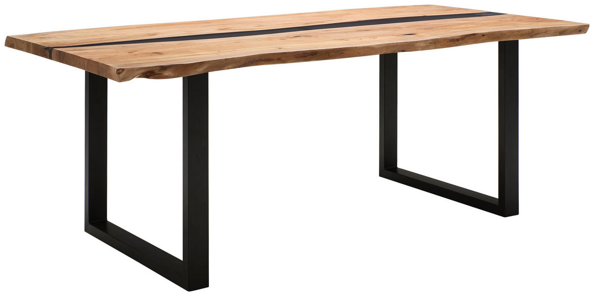 ESSTISCH in Holz, Metall 220/100/76 cm   - Schwarz/Akaziefarben, Lifestyle, Holz/Metall (220/100/76cm) - Linea Natura
