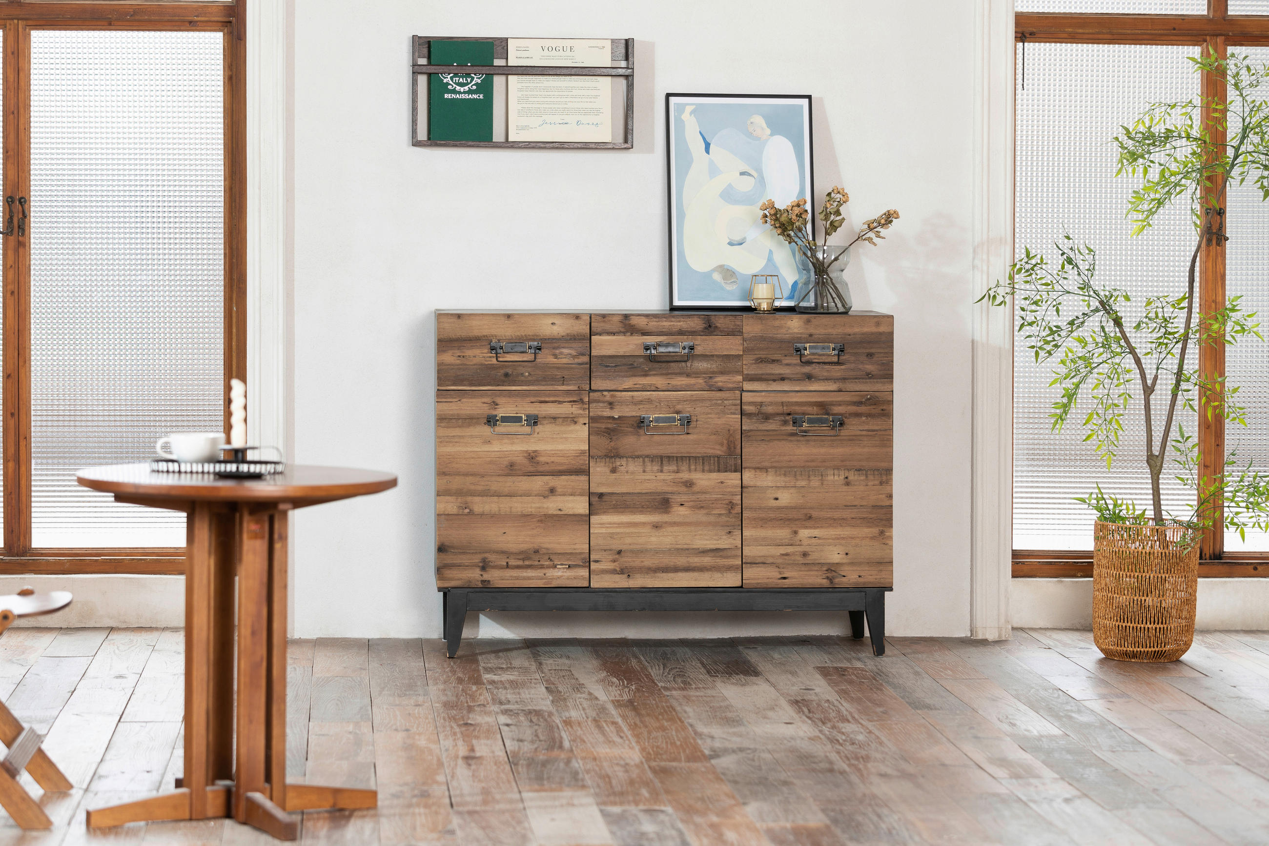 SIDEBOARD 120/90.5/41 cm  in Naturfarben, Schwarz  - Schwarz/Naturfarben, KONVENTIONELL, Holz/Holzwerkstoff (120/90.5/41cm) - Livetastic