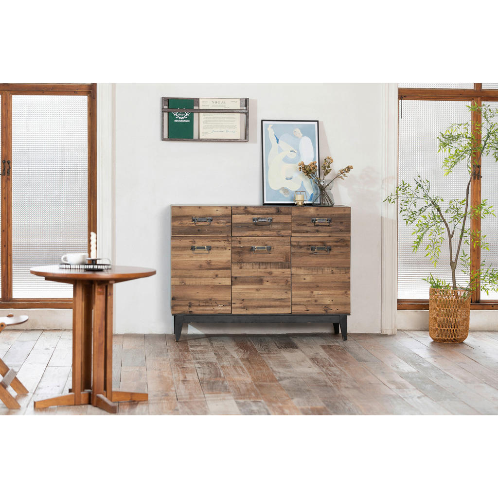 Livetastic ŠIROKÁ KOMODA, jedle, přírodní barvy, černá, 120/90.5/41 cm