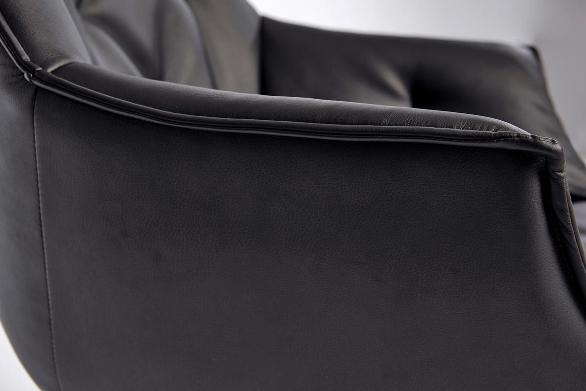 DREHSTUHL  in Lederlook Schwarz, Chromfarben  - Chromfarben/Schwarz, Modern, Kunststoff/Textil (61/61/84cm) - Livetastic