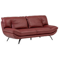 2,5-SEDAČKA, bordová, pravá koža - čierna/bordová, Design, kov/koža (206/94/95cm) - Celina Home
