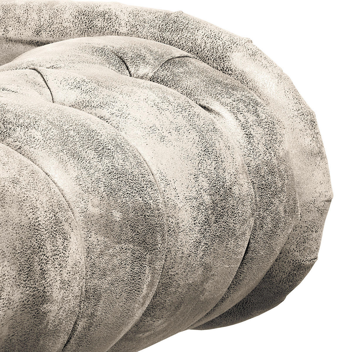 RÉCAMIERE Lederlook Hellgrau  - Hellgrau/Braun, Design, Holz/Textil (185/93/75cm) - Livetastic