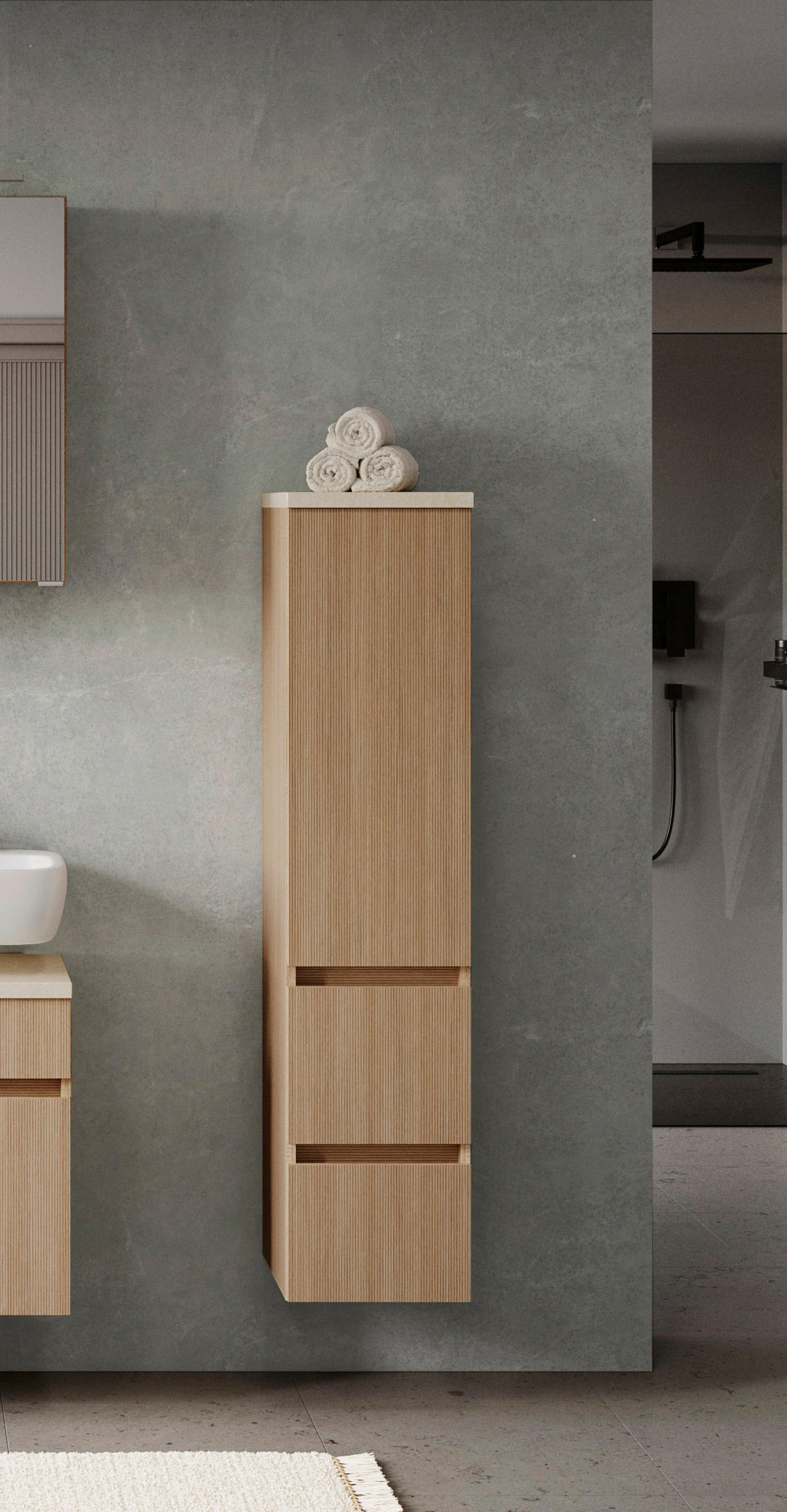 MIDISCHRANK 30/131/35 cm  - Sandfarben/Eichefarben, KONVENTIONELL, Holzwerkstoff/Kunststoff (30/131/35cm) - Xora