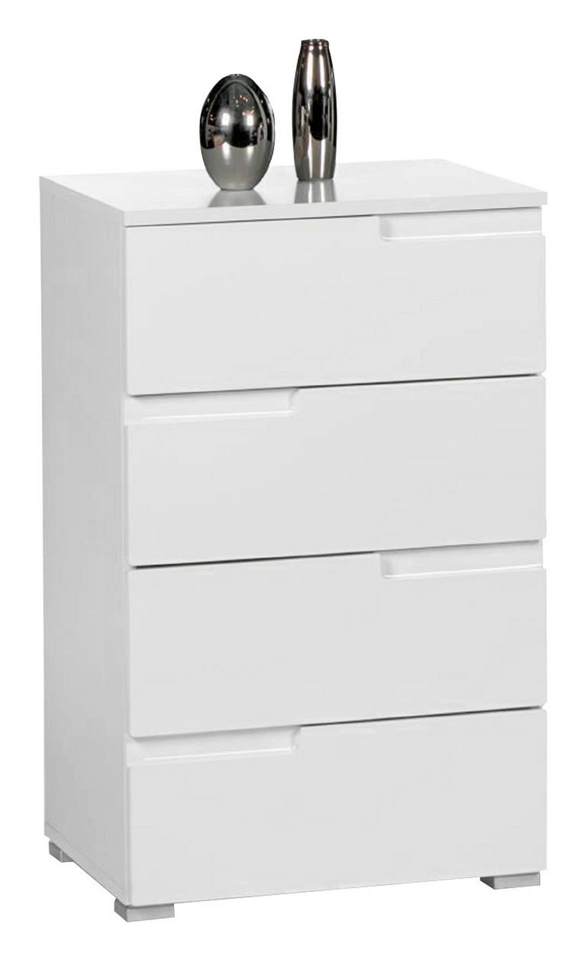 KOMMODE Spice  in 50/80/40 cm  - Weiß Hochglanz/Silberfarben, Design, Holzwerkstoff/Kunststoff (50/80/40cm) - Carryhome