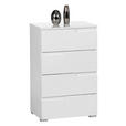KOMMODE Spice, 50/80/40 cm, 4 Schublade(n)  - Weiß Hochglanz/Silberfarben, Design, Holzwerkstoff/Kunststoff (50/80/40cm) - Carryhome