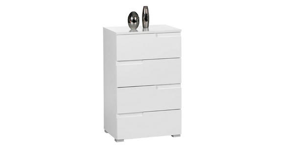 KOMMODE Spice, 50/80/40 cm, 4 Schublade(n)  - Weiß Hochglanz/Silberfarben, Design, Holzwerkstoff/Kunststoff (50/80/40cm) - Carryhome
