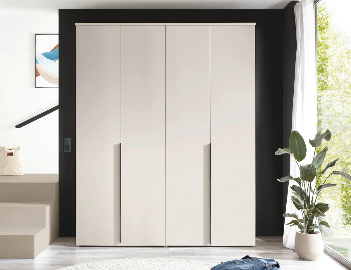 DREHTÜRENSCHRANK 180/225/52 cm 4-türig Kaschmir  - Kaschmir/Schwarz, MODERN, Holzwerkstoff/Kunststoff (180/225/52cm) - MID.YOU