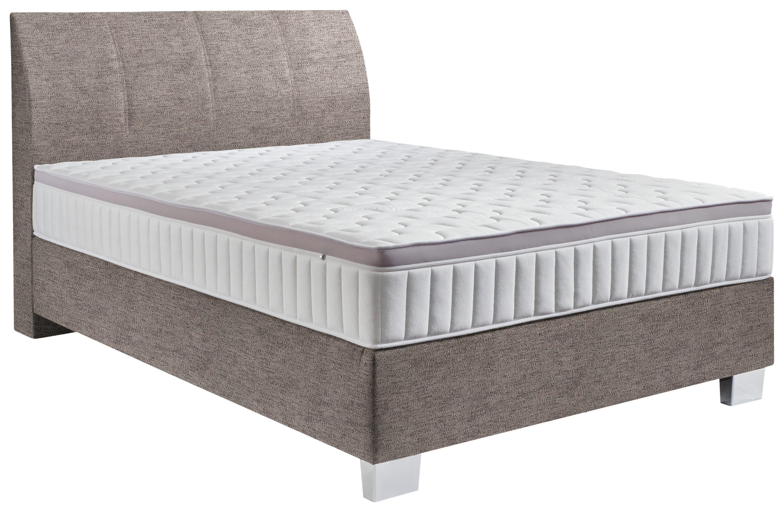 BOXSPRINGBETT 140/200 cm  in Braun  - Chromfarben/Braun, KONVENTIONELL, Kunststoff/Textil (140/200cm) - Hom`in