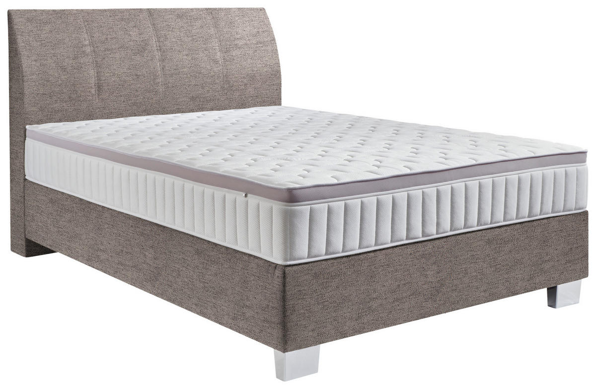 BOXSPRINGBETT 140/200 cm  in Braun  - Chromfarben/Braun, Konventionell, Kunststoff/Textil (140/200cm) - Hom`in