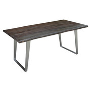 ESSTISCH in massiv Akazie Akaziefarben, Edelstahlfarben, Schwarz - Edelstahlfarben/Silberfarben, Trend, Holz/Metall (175/90/76cm) - Carryhome