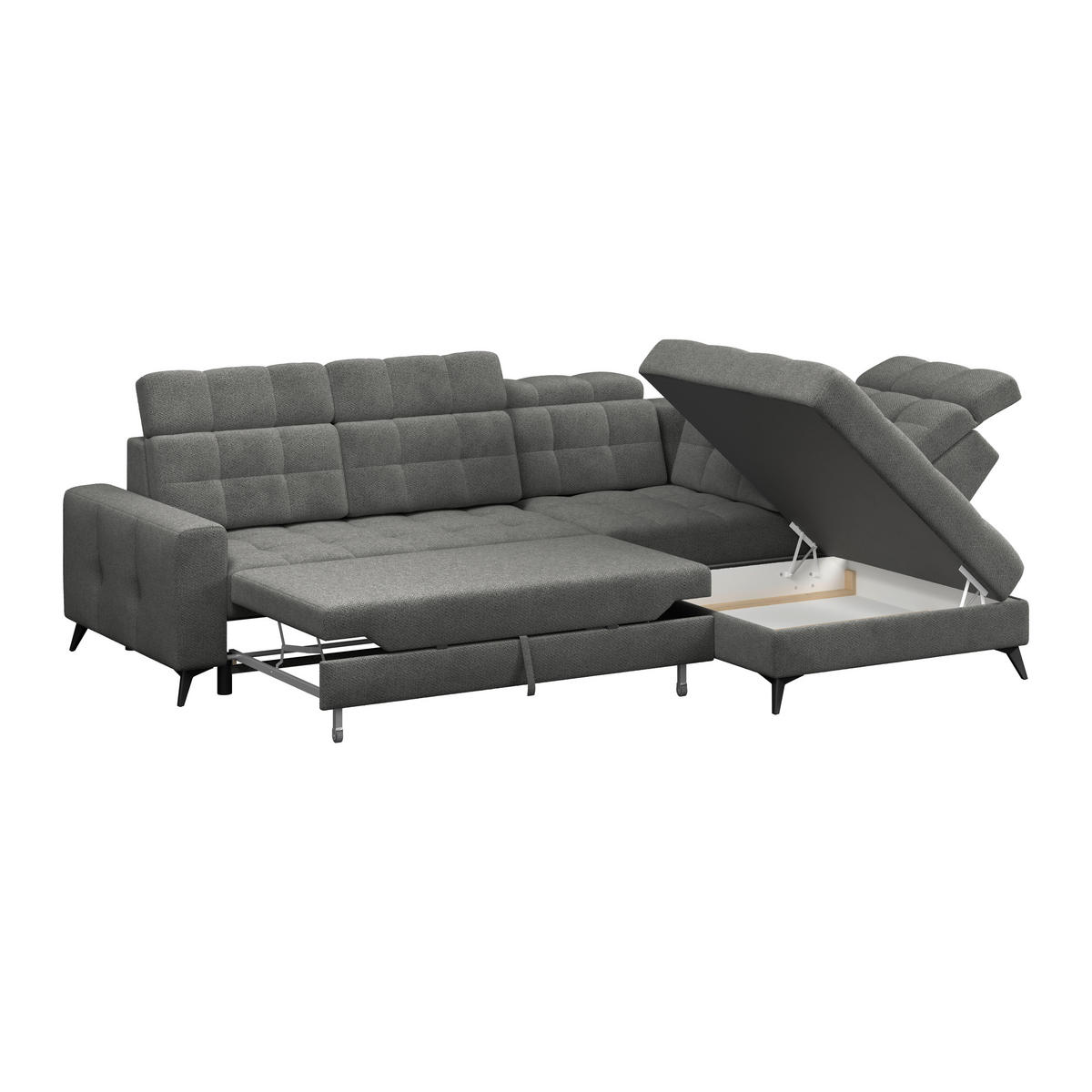 HÖRNSOFFA i velour mörkgrå  - mörkgrå/svart, Romantik / Lanthus, metall/textil (289/228cm) - MID.YOU