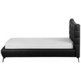 POLSTERBETT 180/200 cm,  in Anthrazit, gepolstertes Kopfteil,  - Anthrazit/Schwarz, Design, Leder/Metall (180/200cm) - Esposa