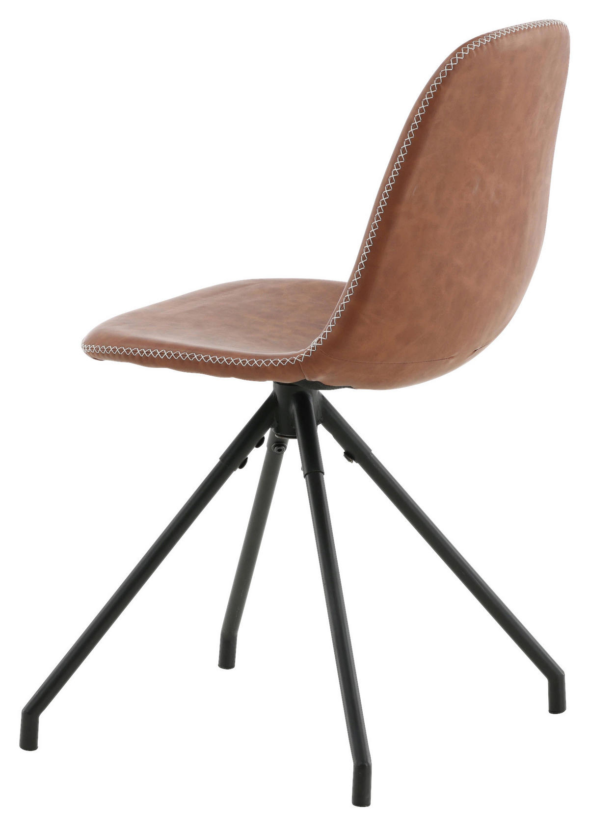 STUHL-SET 2 Stück  in Stahl Lederlook (vegan)  - Cognac/Schwarz, Design, Textil/Metall (44/88/54cm) - Livetastic