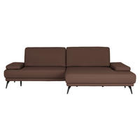 ECKSOFA Echtleder Mokka  - Schwarz/Mokka, Konventionell, Leder/Metall (301/180cm) - Joop!