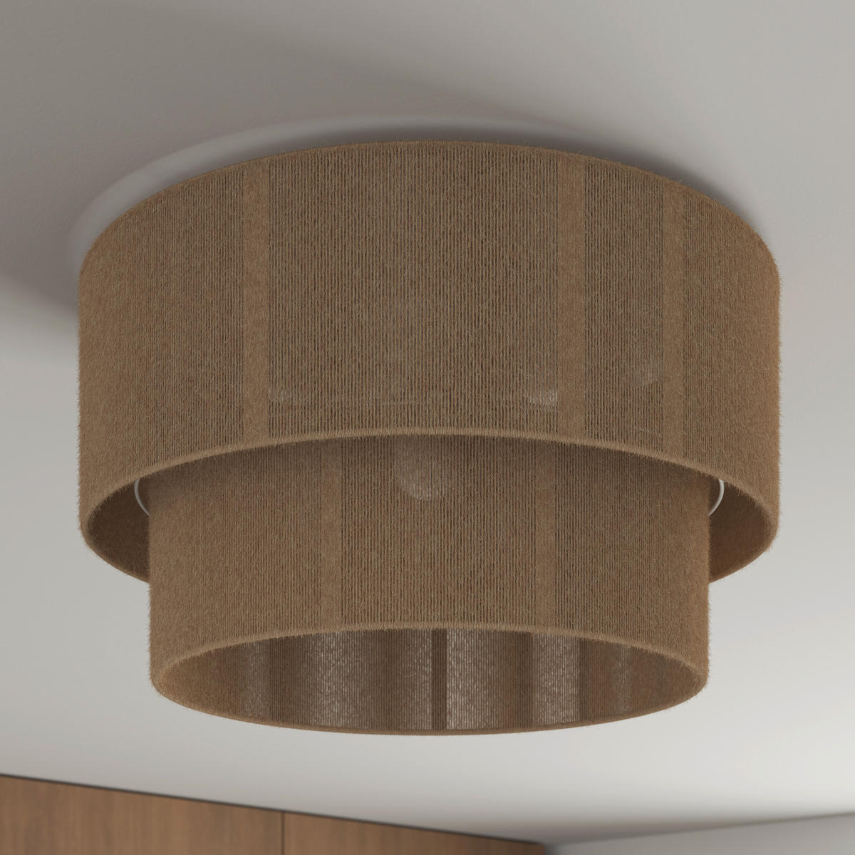 DECKENLEUCHTE  45/27 cm    - Braun/Weiß, Natur, Kunststoff/Textil (45/27cm) - Novel