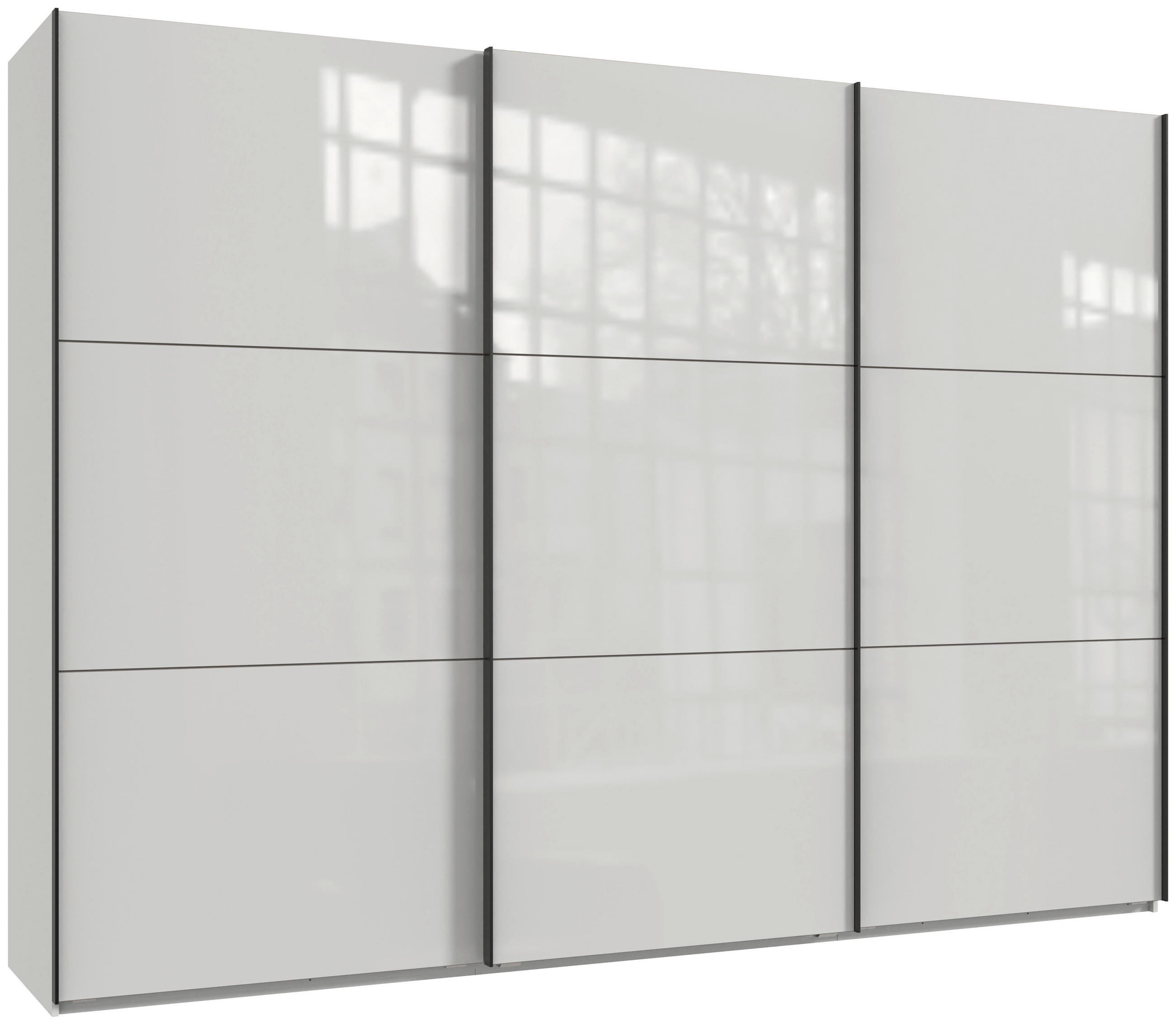 SCHWEBETÜRENSCHRANK in Weiss  - Weiss/Schwarz, Konventionell, Glas/Holzwerkstoff (300/216/65cm) - Stylife