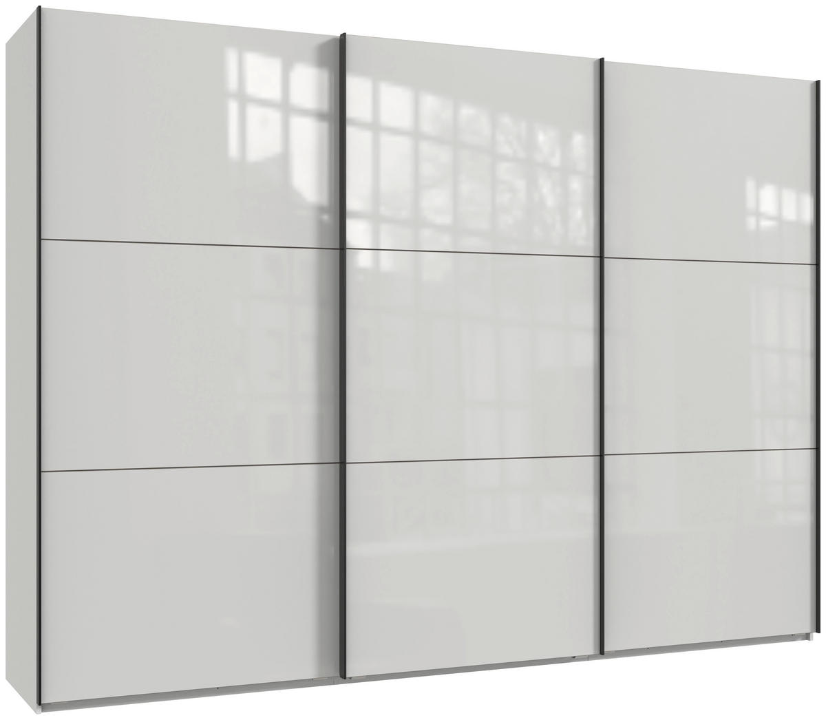 SCHWEBETÜRENSCHRANK in Weiss  - Weiss/Schwarz, Konventionell, Glas/Holzwerkstoff (300/216/65cm) - Stylife