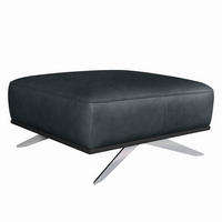 HOCKER Leder Blau  - Chromfarben/Blau, Design, Leder/Metall (95/46/80cm) - Livetastic