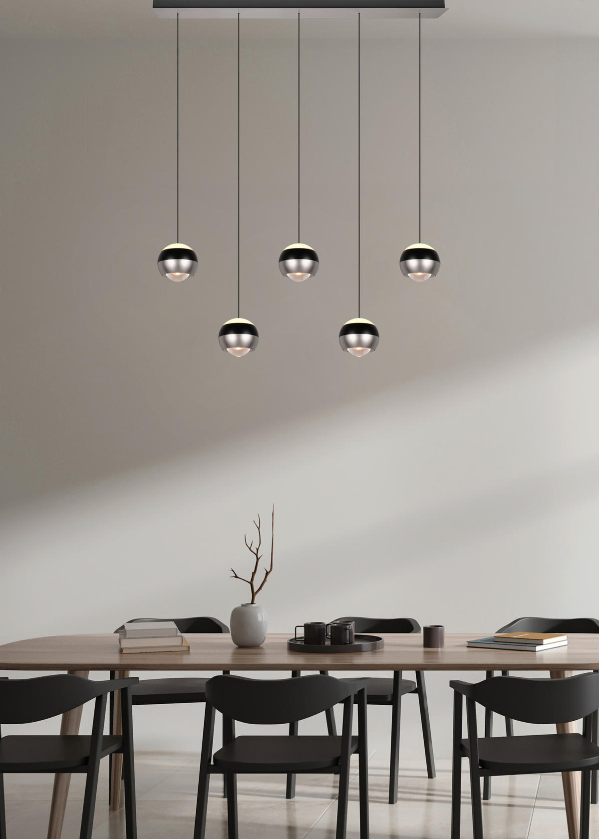 LED-HÄNGELEUCHTE 100/10,5/200 cm  - Schwarz/Nickelfarben, Design, Metall (100/10,5/200cm) - Trio Leuchten