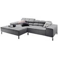 ECKSOFA Grau Flachgewebe  - Grau, Design, Textil/Metall (178/280cm) - Hom`in