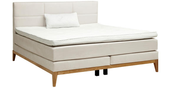 BOXSPRINGBETT 180/200 cm  in Beige  - Eichefarben/Beige, KONVENTIONELL, Holz/Textil (180/200cm) - Carryhome