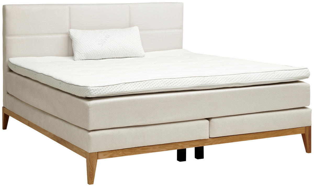 BOXSPRINGBETT 180/200 cm  in Beige  - Eichefarben/Beige, KONVENTIONELL, Holz/Textil (180/200cm) - Carryhome