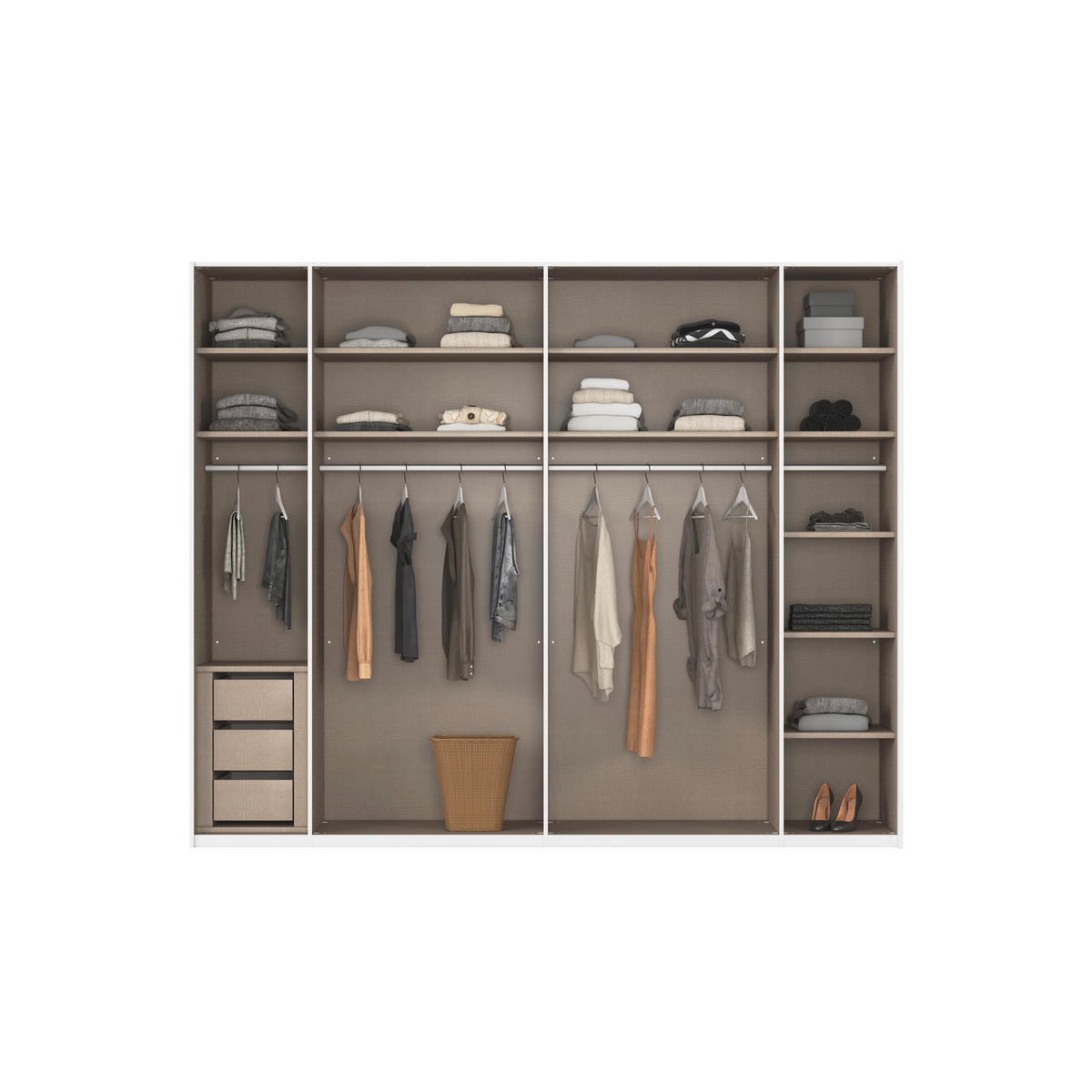 SCHWEBETÜRENSCHRANK 271/223/68 cm 2-türig Weiß, Eiche Artisan  - Eichefarben/Weiß, Design, Glas/Holzwerkstoff (271/223/68cm) - Xora