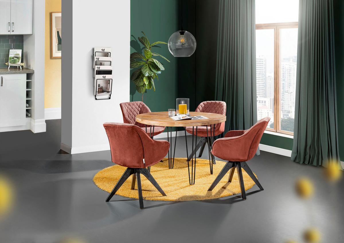 Scaun Cu Brațe din lemn, textil, portocaliu, negru - portocaliu/negru, Lifestyle, lemn/textil (60/83/50/65cm) - Landscape