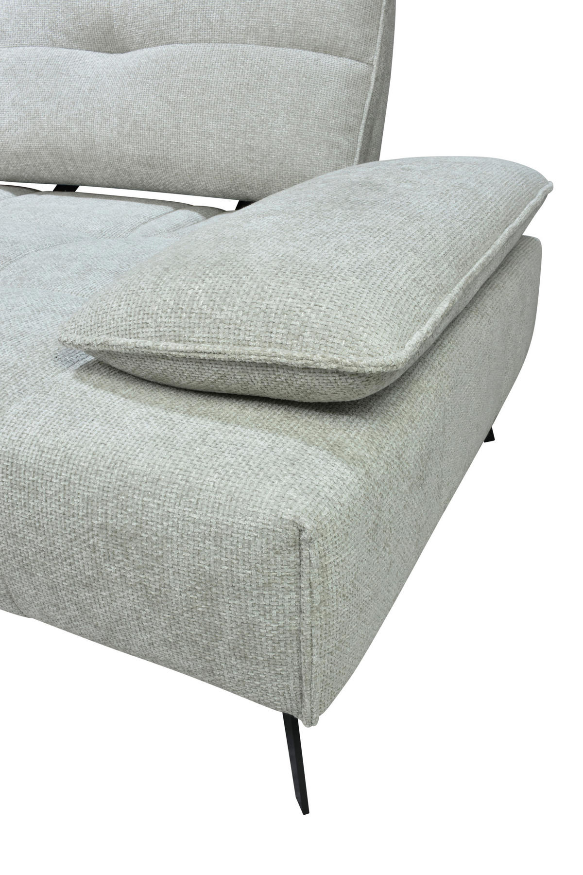 ECKSOFA Ottomane links  Greige Chenille  - Greige/Schwarz, Design, Textil/Metall (188/284cm) - Stylife
