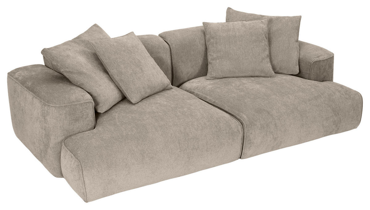 MEGASOFA Flachgewebe Graubraun  - Graubraun/Schwarz, MODERN, Kunststoff/Textil (270/77/140cm) - Lomoco