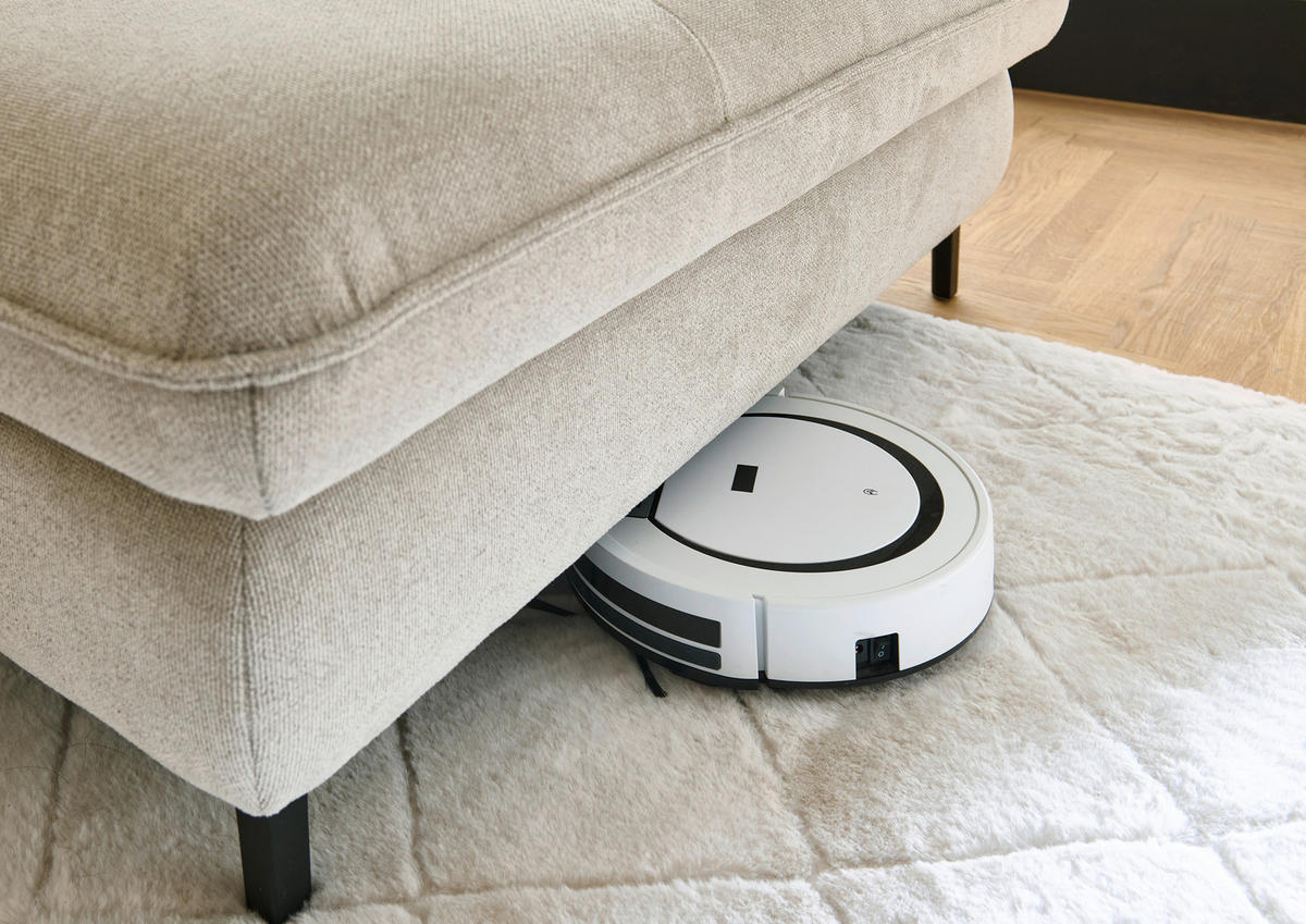 ECKSOFA Flachgewebe Sandfarben  - Sandfarben/Schwarz, Design, Textil/Metall (308/214cm) - Beldomo Speed