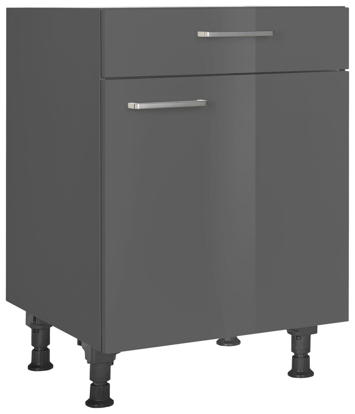 SCHUBKASTENUNTERSCHRANK 60/87/56 cm  in Schieferfarben  - Schieferfarben/Edelstahlfarben, MODERN, Holzwerkstoff/Metall (60/87/56cm) - Nobilia