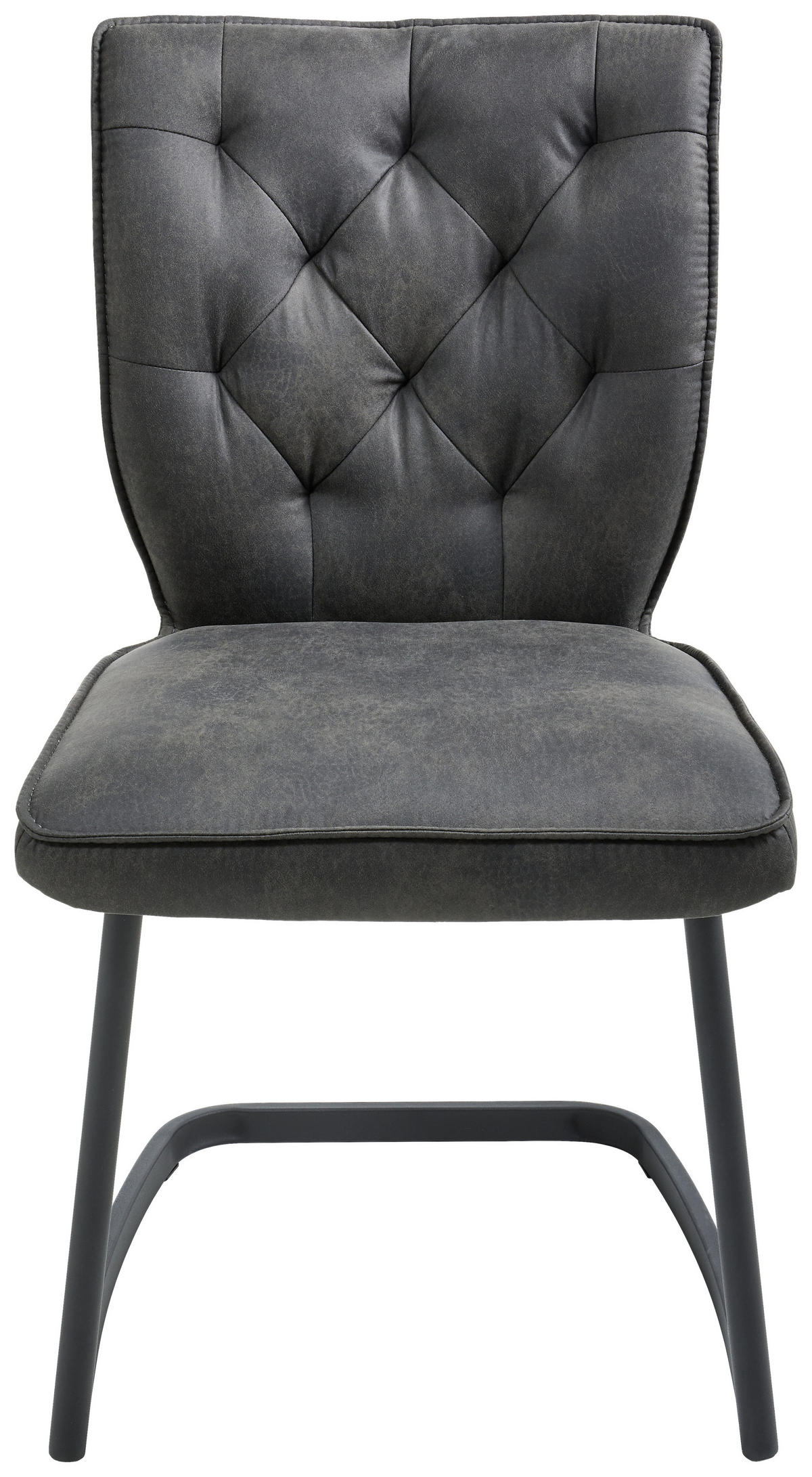 SCHWINGSTUHL  in Eisen Mikrofaser  - Anthrazit/Schwarz, Design, Textil/Metall (46/89/58cm) - Valdera