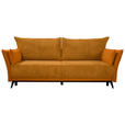 SCHLAFSOFA mit Liegefunktion, Rücken echt Cord, Flachgewebe Currygelb - Currygelb/Schwarz, KONVENTIONELL, Textil/Metall (223/72/100cm) - Carryhome