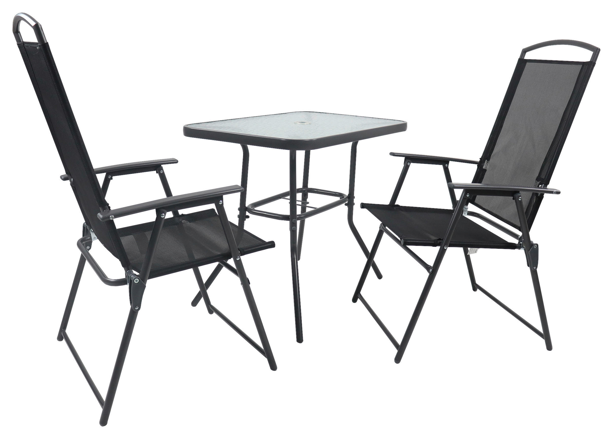 Gartenmöbel Set 3-Tlg aus Metall/Textil/Glas