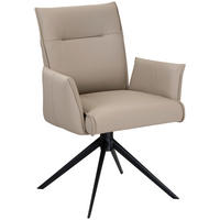 ARMLEHNSTUHL  Sitzfläche 360° drehbar  Echtleder  Beige  - Beige/Schwarz, Design, Leder/Metall (60/88,5/57,5cm) - Valnatura